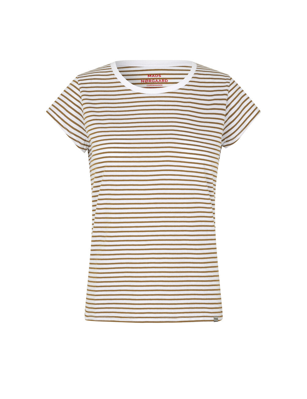 Organic Jersey Stripe Teasy T-shirt - Lizard/brilliant white